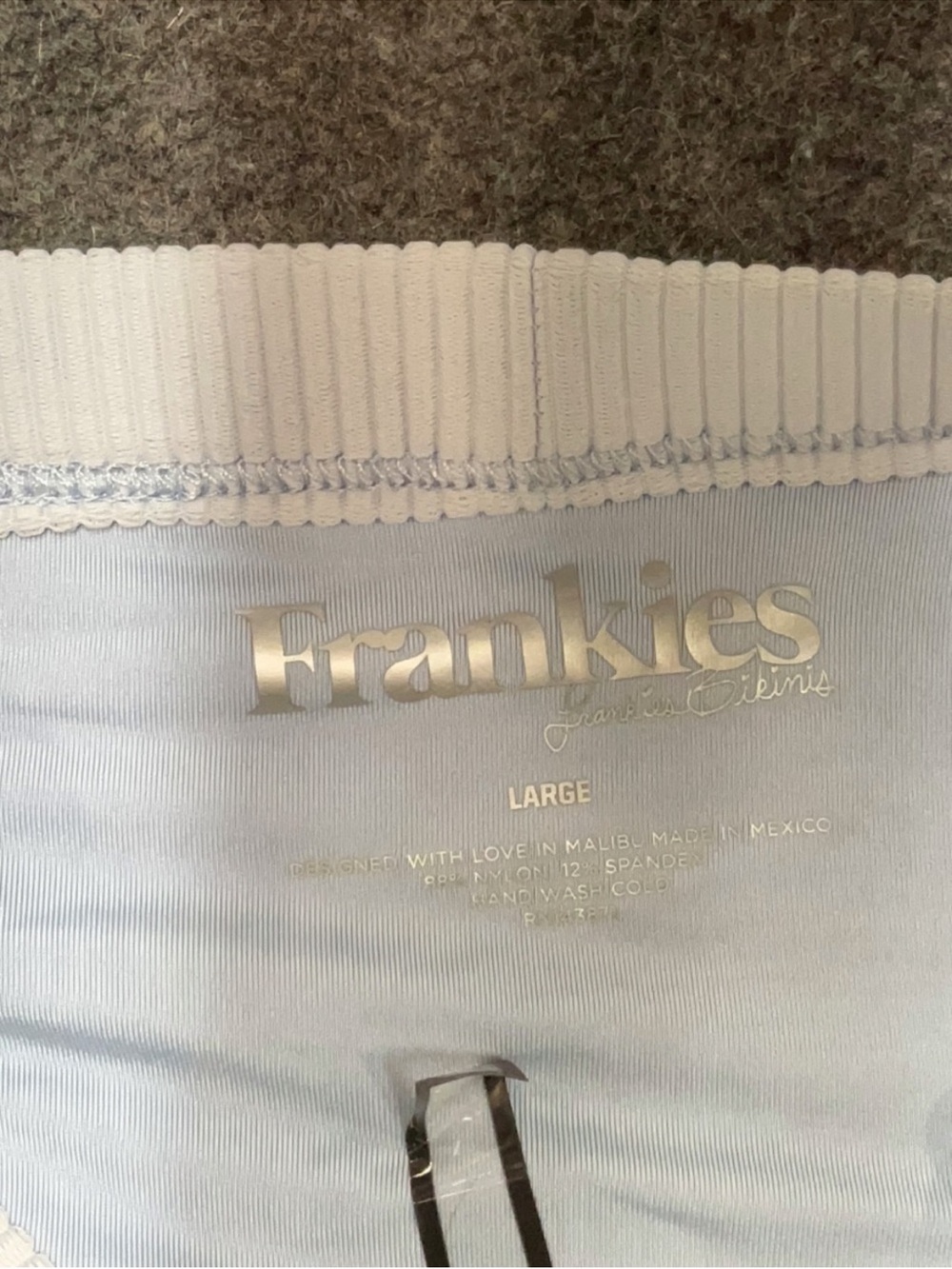 Frankies Bikinis Cole Ribbed Bikini Bottoms Large NWT Light Blue Swim - Picture 3 of 3